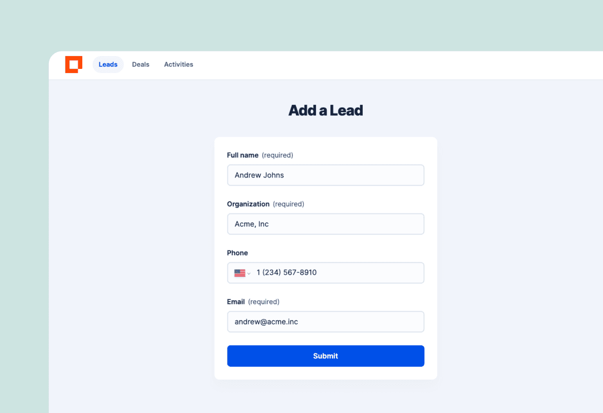 Modelo de CRM de vendas