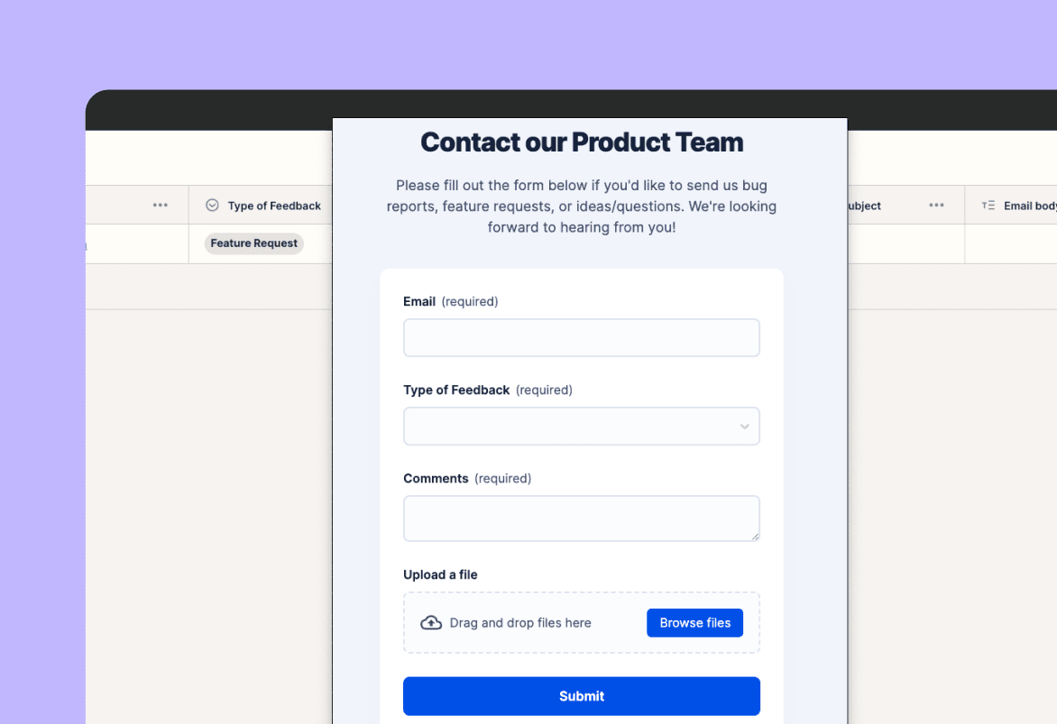 Product feedback template hero