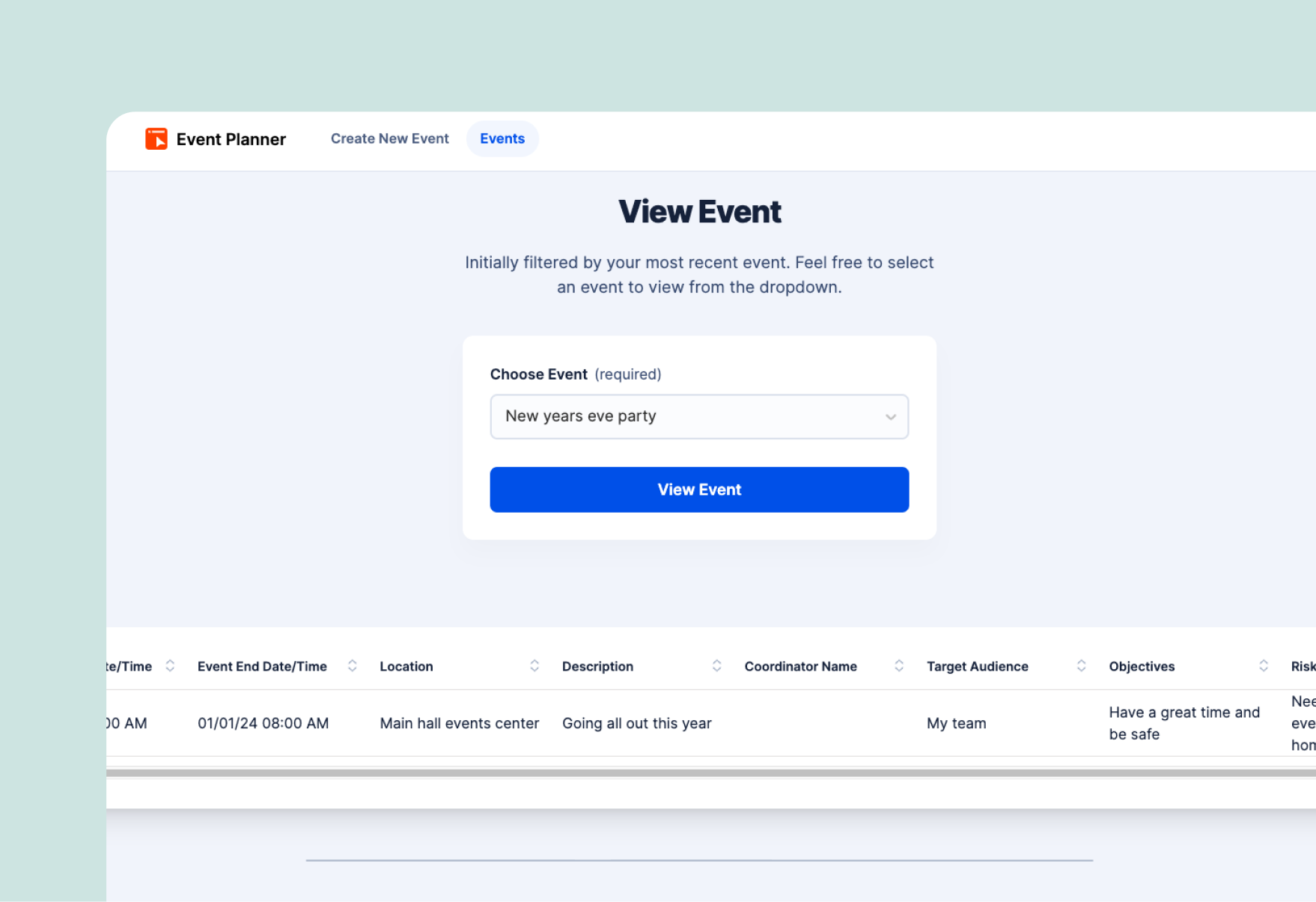 Event Planning template preview