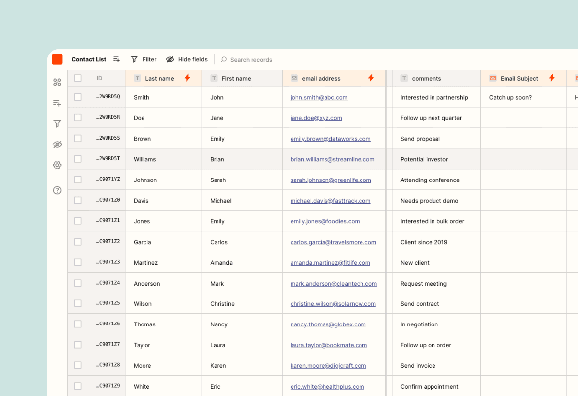 Contact List Template Hero