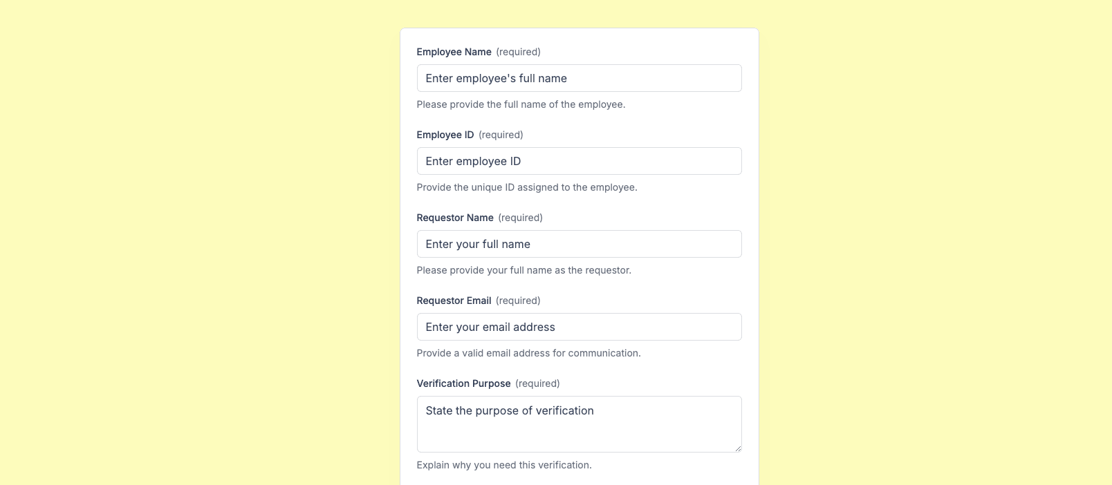 employment verification form template