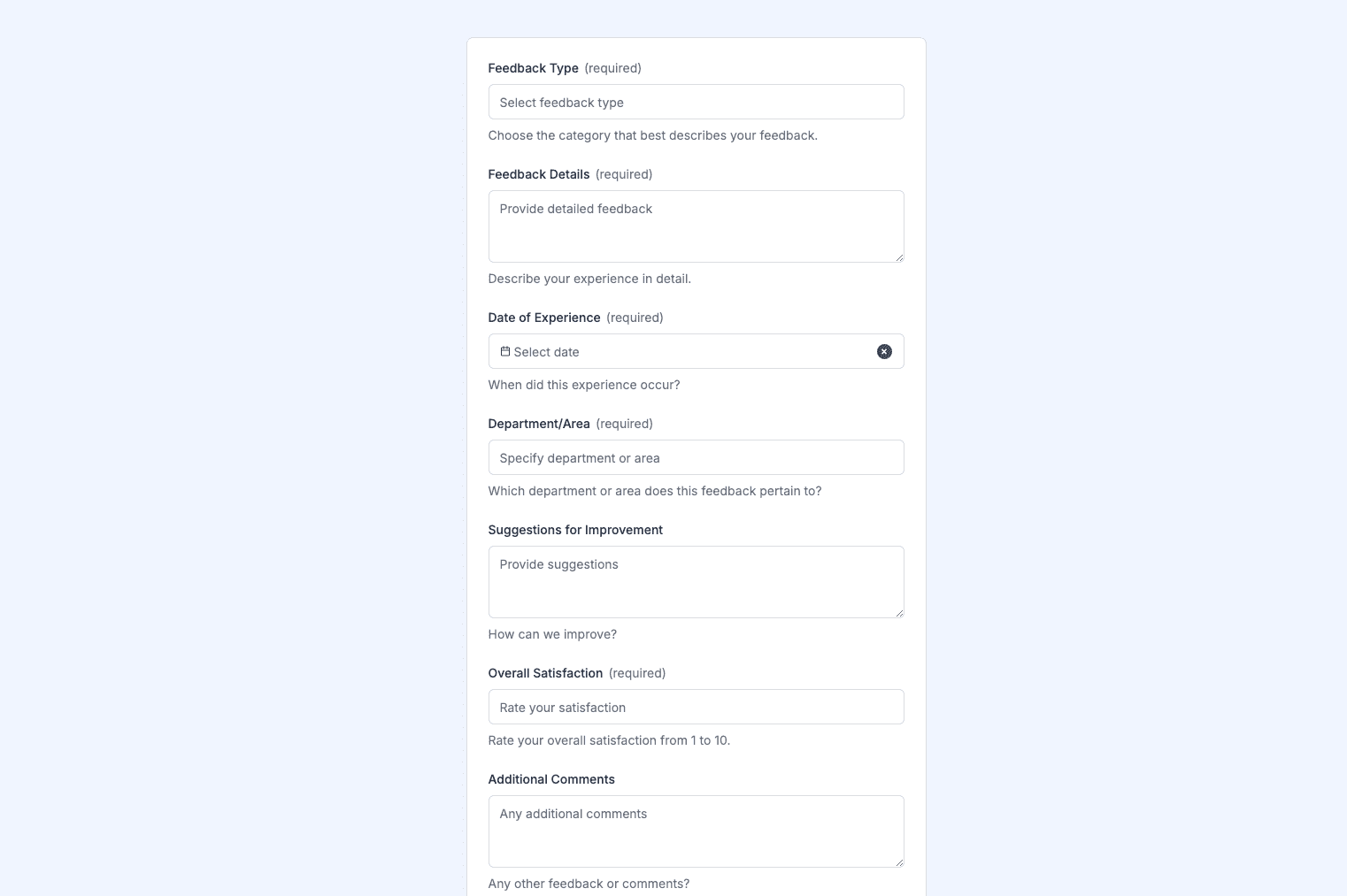 Anonymous Feedback Form Preview