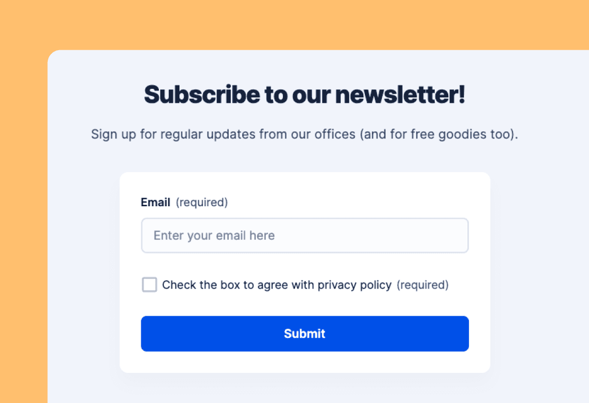 Newsletter Signup Form Hero