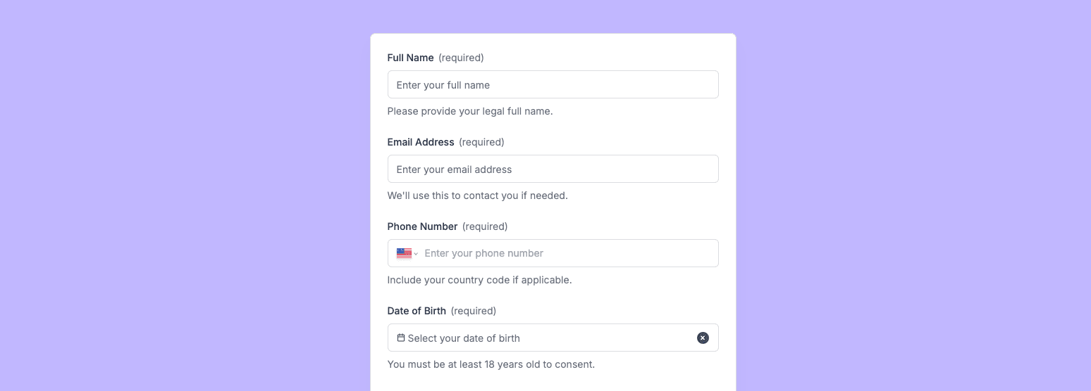 Consent form preview