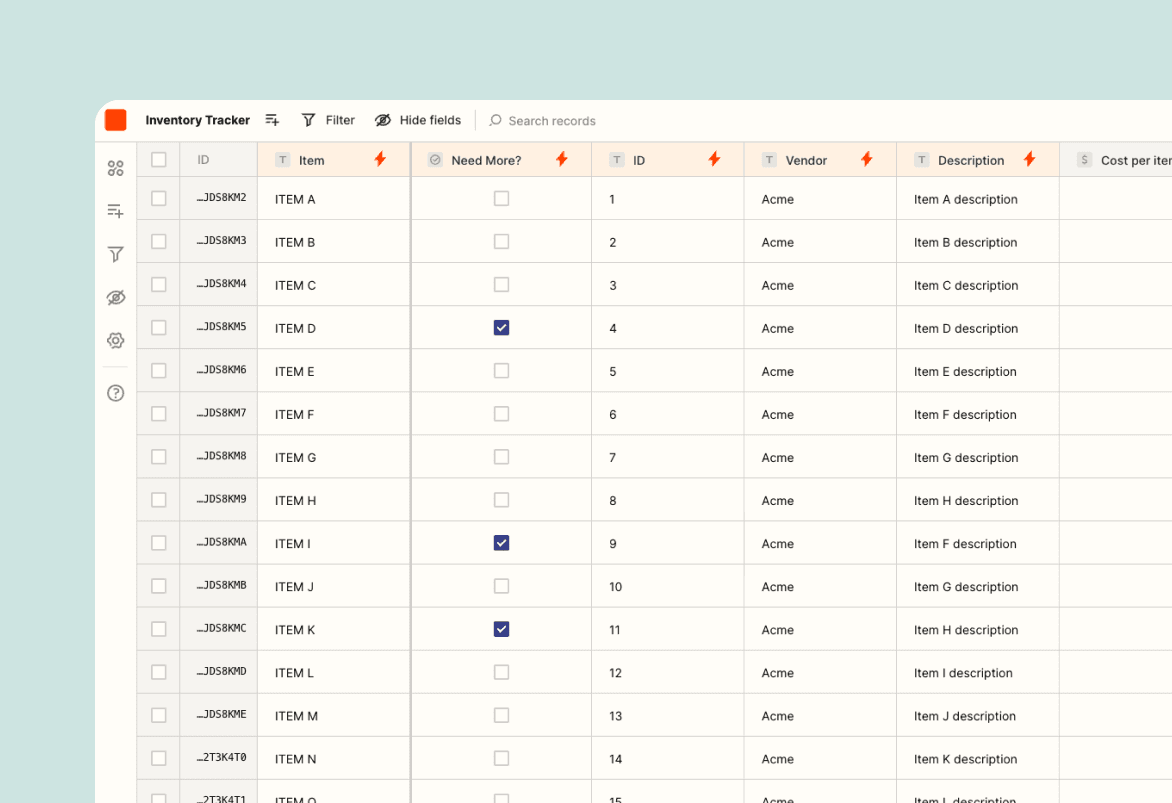 Inventory template hero