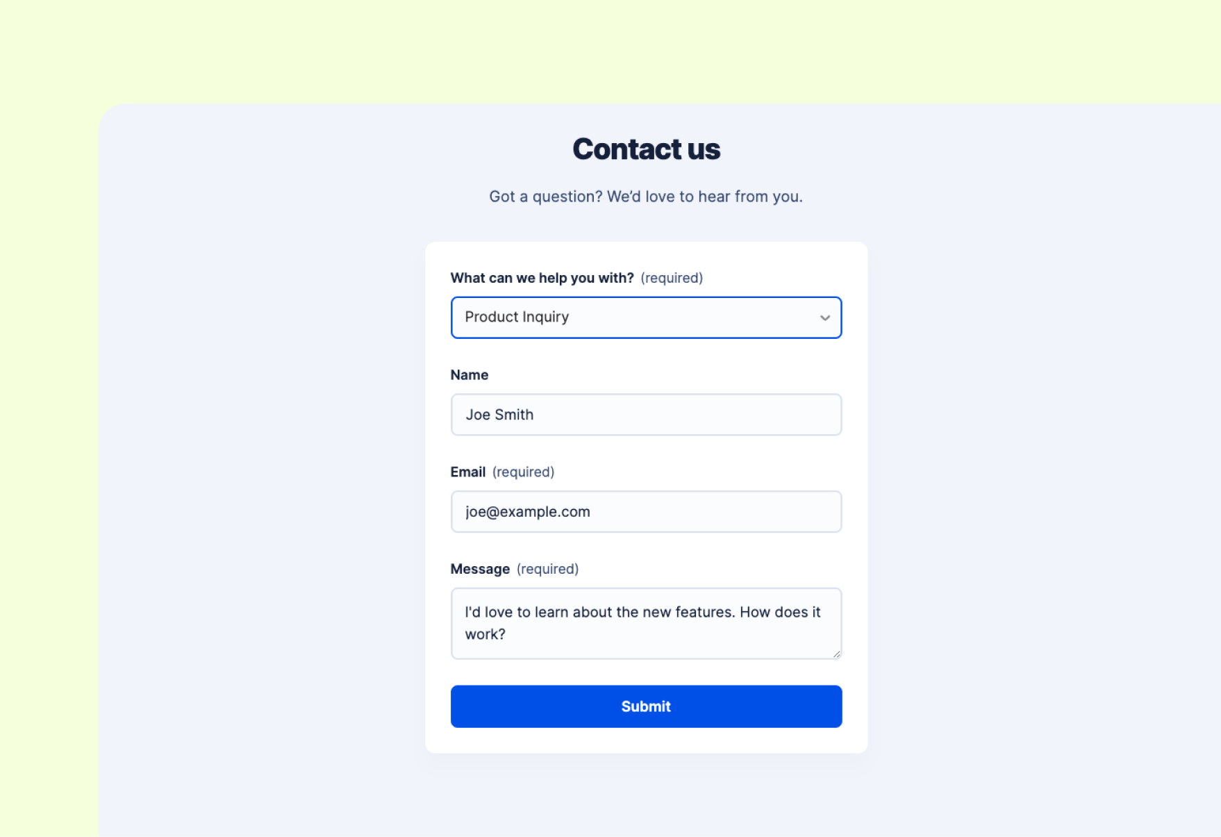 Contact Us Form Template Preview Image