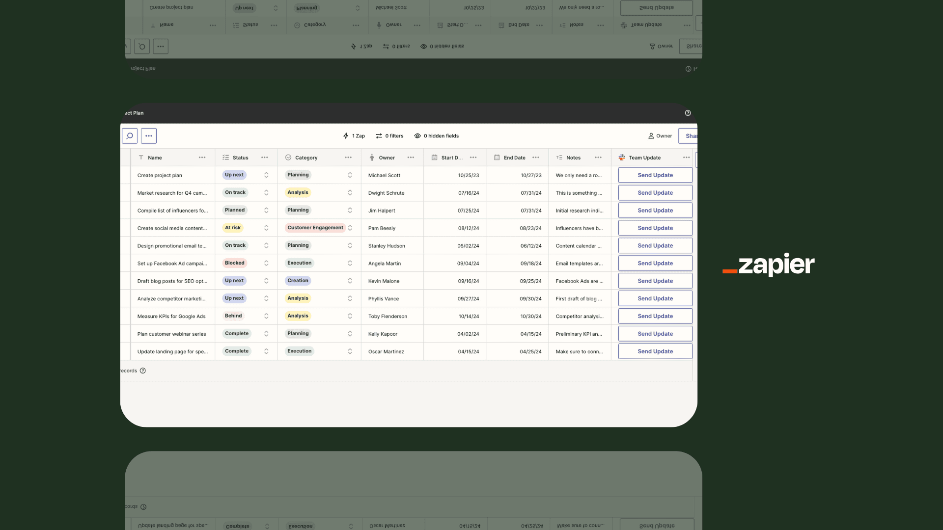 Simple Project Plan Table Hero