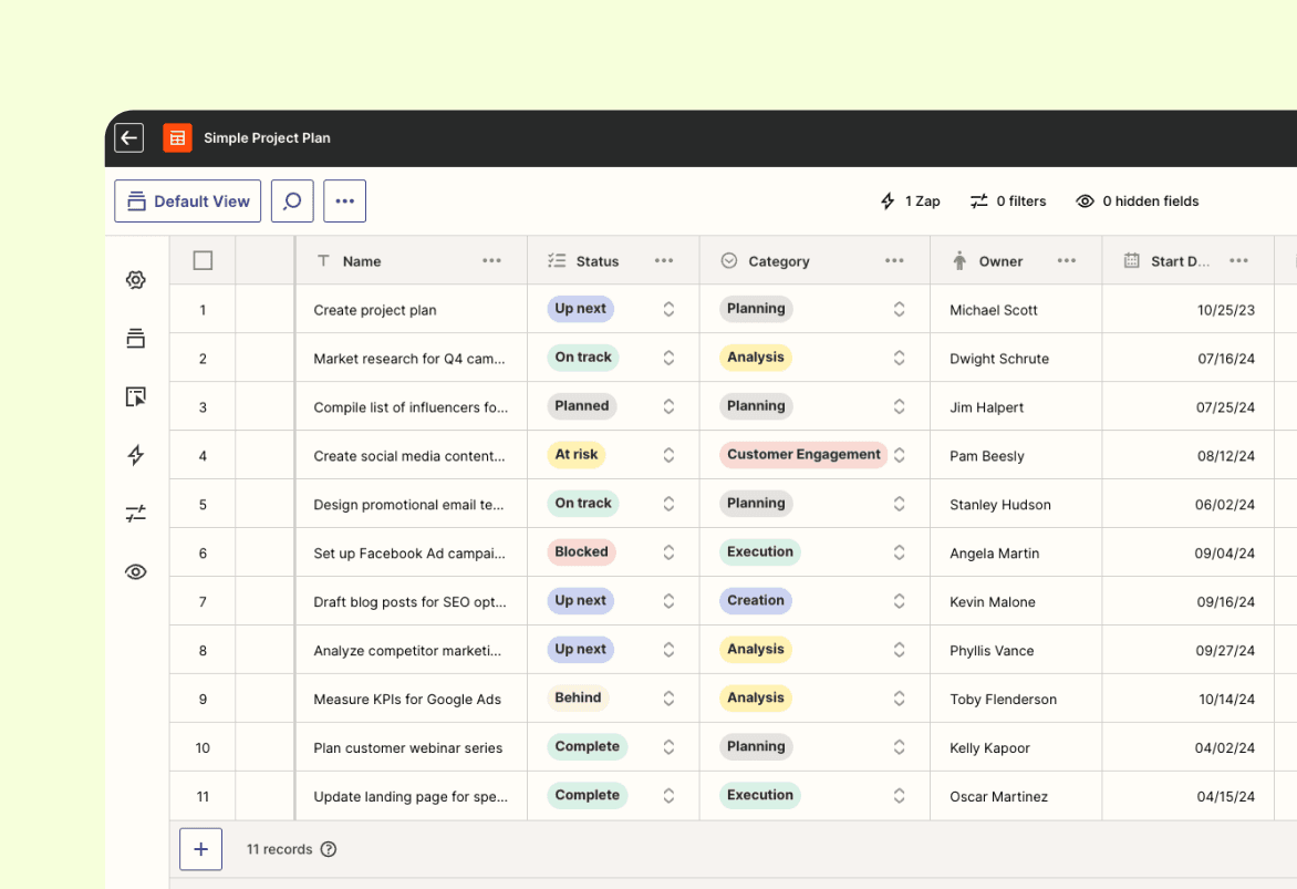 Modèle de plan de projet simple