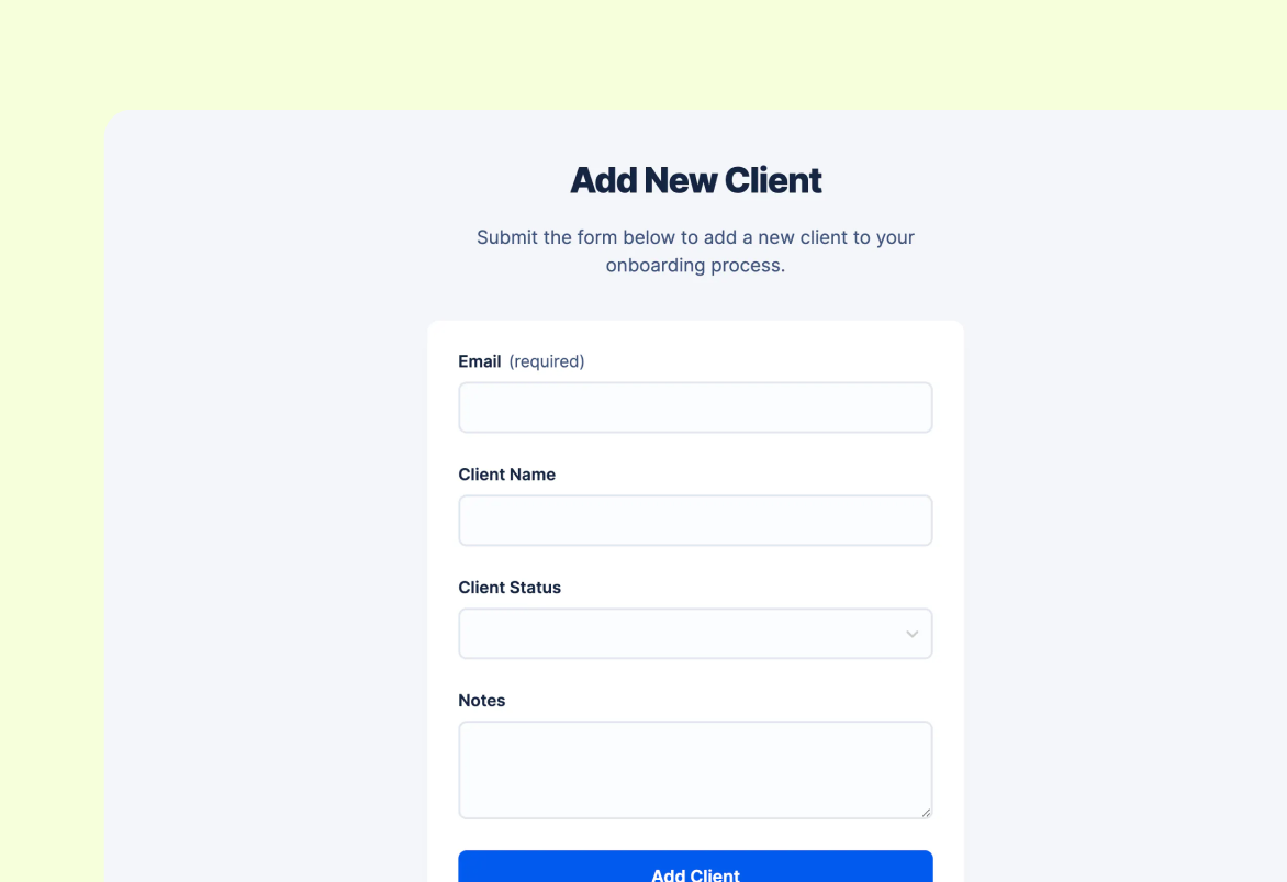 New Client Intake Form Template