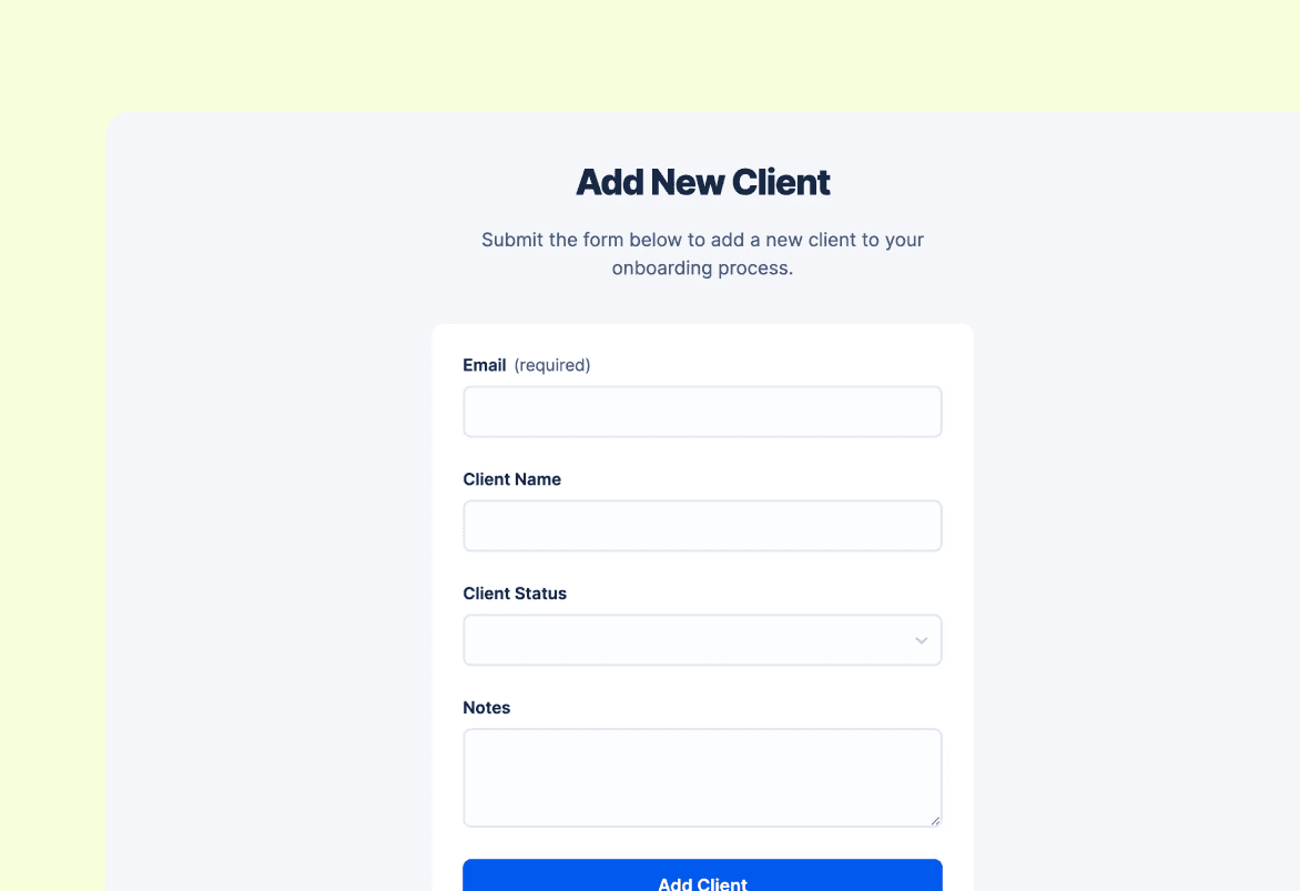 New Client Intake Preview