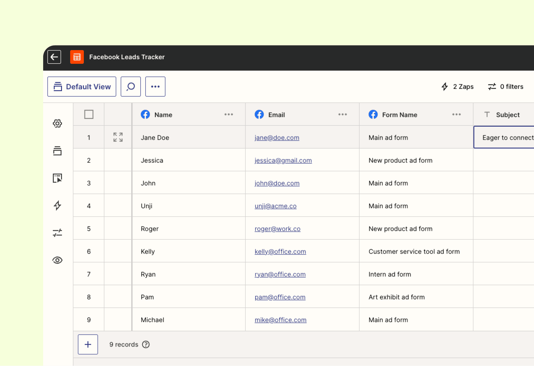 Facebook Lead Tracking Template Hero