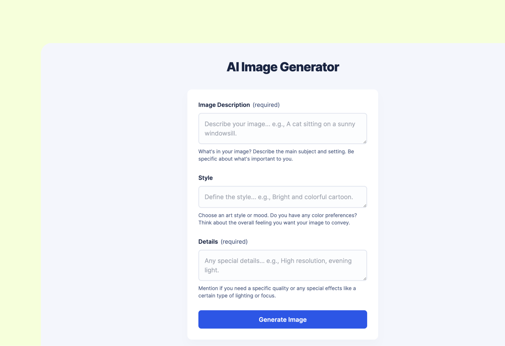 AI Image Generator Template Preview
