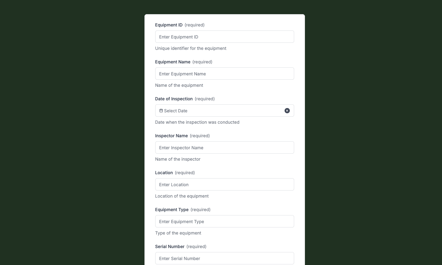 Checklist Form Preview