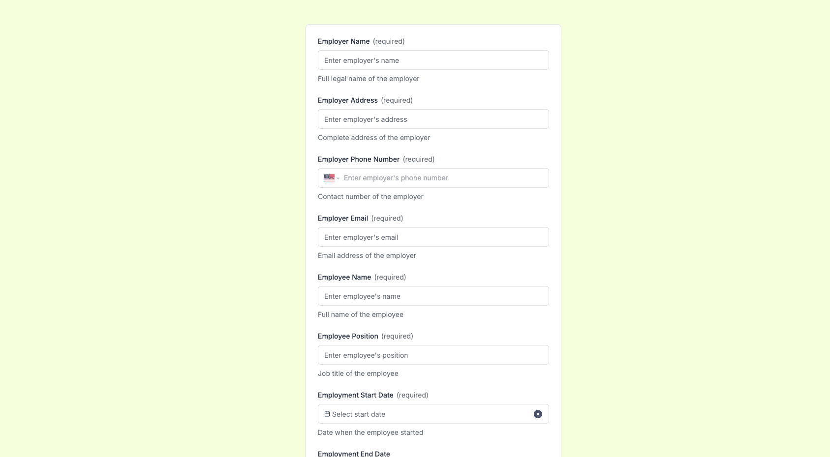 Verification Form Preview