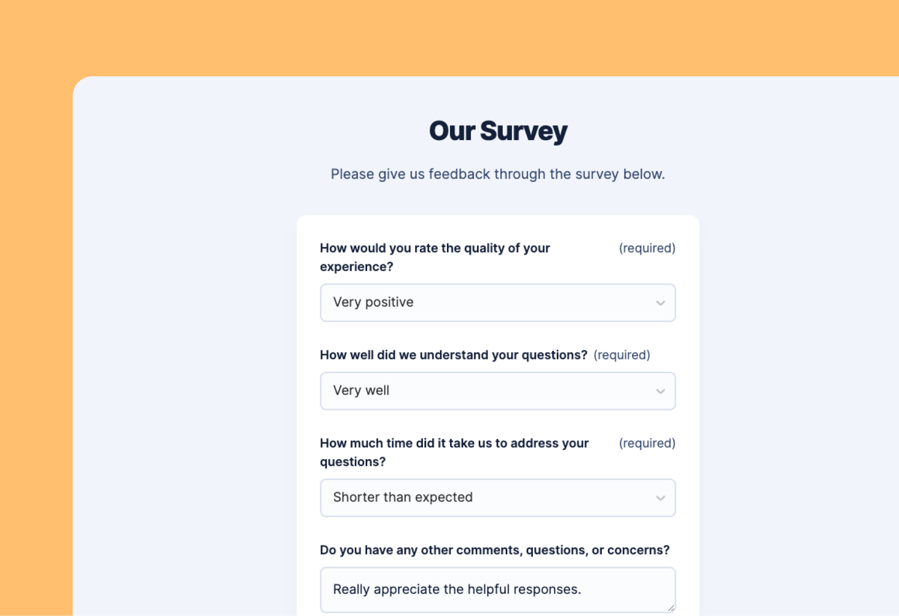 Survey template preview